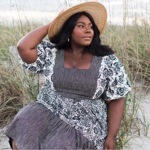 NWOT Anthro Blooming Print Adrienne Flounced Midi